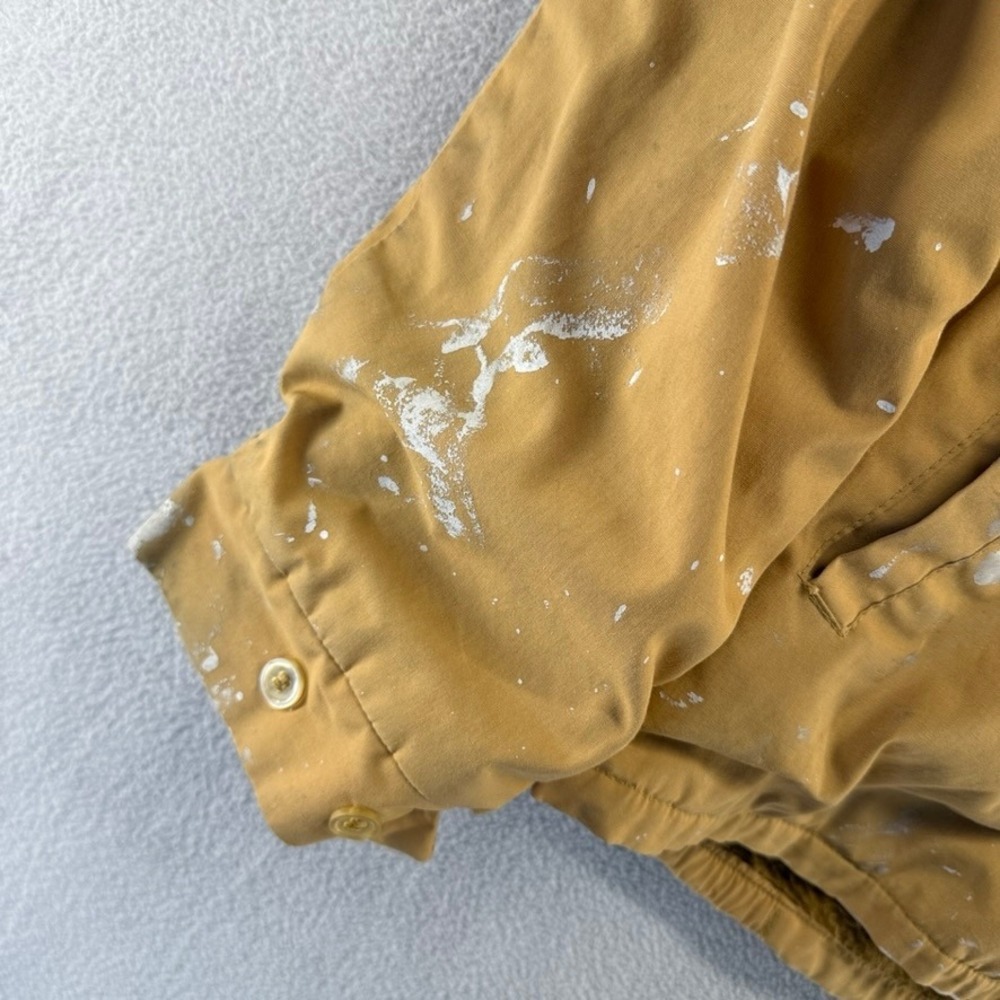 Vintage Nortex Jacket Mens Large Tan Fleece Lined Bomber Dacron Paint Stains 60s - Picture 9 of 10